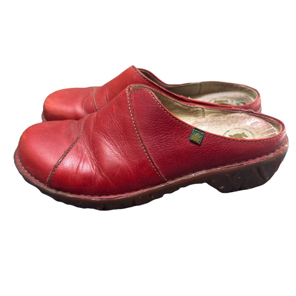 EL NATURALISTA Yggdrasil Red Leather Clogs Mary Jane Mules Size Sz 37/6.5 - Picture 5 of 7